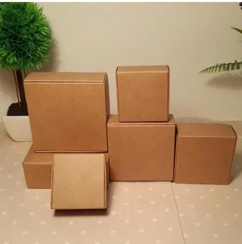 Wholesale 50pcs Natural Brown Kraft Paper Packaging Box Cajas de Carton Box Soap Packaging Box Wedding Favors Candy Gift Box