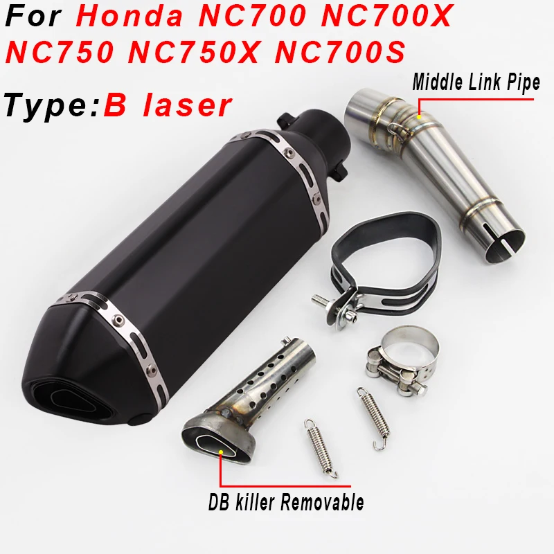 Slip on For Honda NC700 NC700X NC750 NC750X NC750S Motorcycle Exhaust Muffler Modified DB Killer Escape Moto Middle Link Pipe