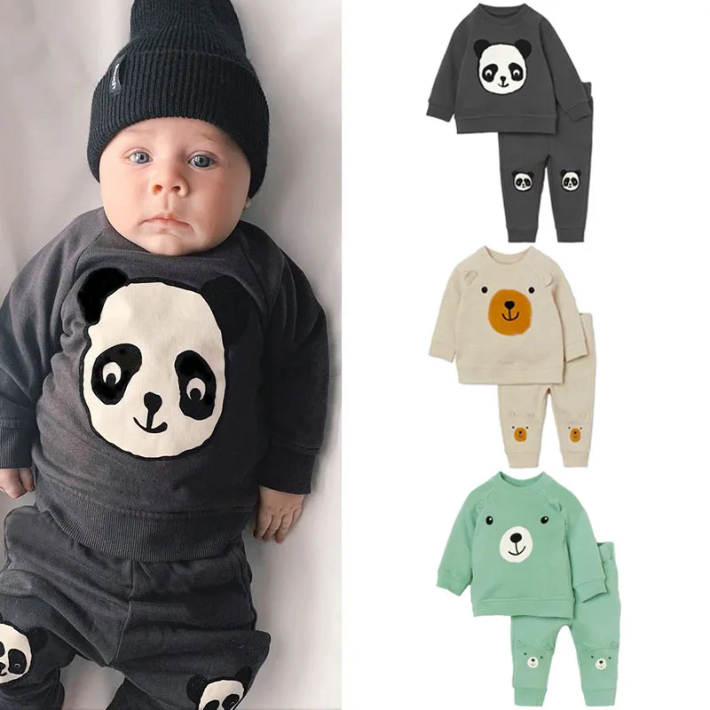 Lovely Cartoon Baby Suits Toddler Long Sleeved Sweatshirt Top + Pant 2Pcs  Spring Autumn Baby Clothes Sets