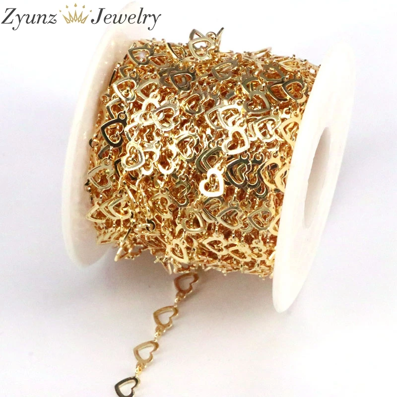 10 Meters, Gold Color Handmade Hollow Love Diy Chain Necklace Jewelry Making Findings DIY Supplies Wholesale Lots Bulk