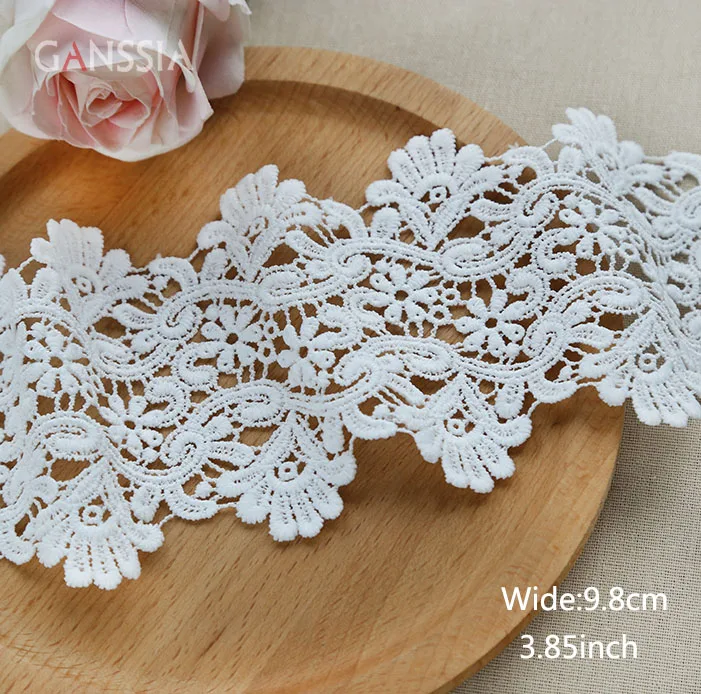 1Yard Width:9.8cm Quality Milk Silk Lace Clothing Decoration Lace Fabric Water-soluble Flowers Lace Dress Accessories(SS-2109)