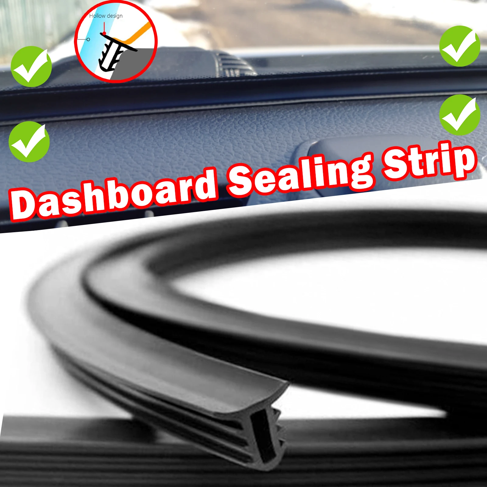 1.6m Universal Sealing Windshield Board Dashboard Soundproof Automobile Rubber Instrument Panel Seal Strip Car Accessories