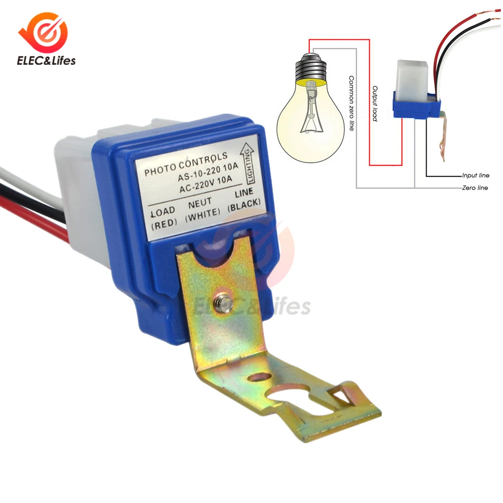 Photocell Street Lamp Light Switch AC 220V 10A AC/DC 12V 24V Automatic ON-OFF Switch Controller Photoswitch Sensor Switch