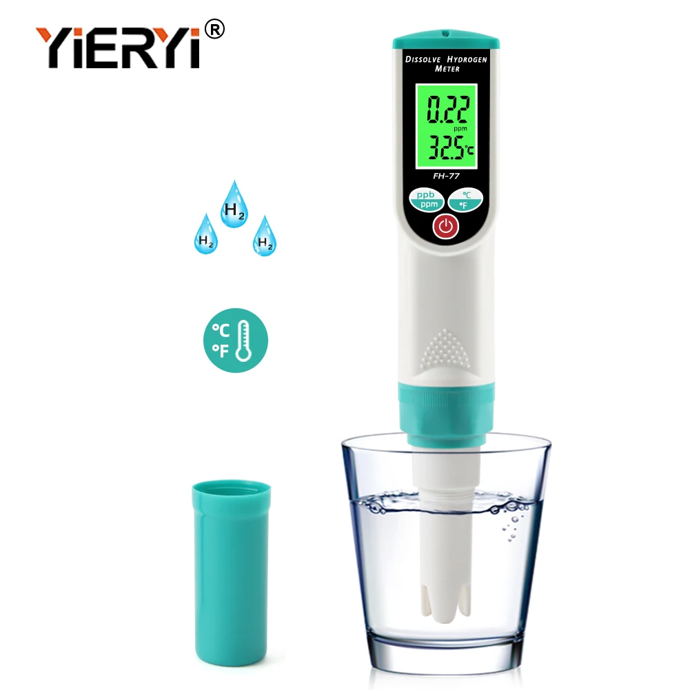 Yieryi Digital Fh77 Dissolve o Verificador 01999 Ppb 0-1.99 Ppm da Qualidade da Água do Íon do Hidrogênio do Atc do Medidor de Hidrogênio para o Alimento da Água Potável