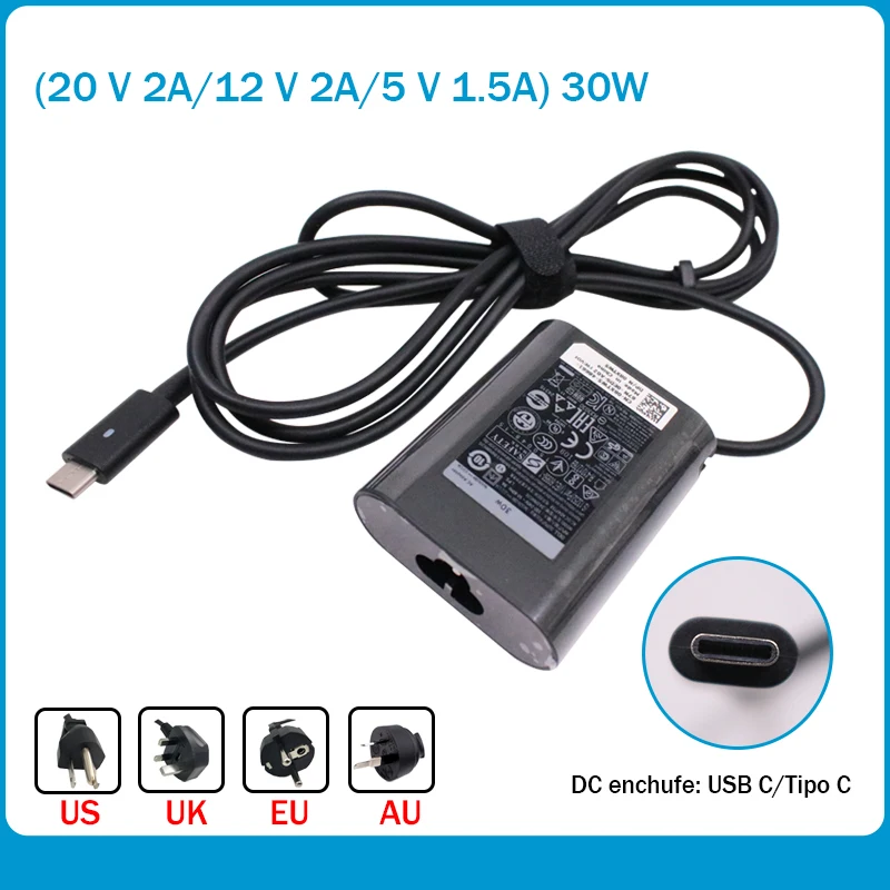 New 65W USB Type-C Power Supply AC Adapter for Dell LA65NM170 DA30NM150 LA45NM150 02YKOF Dell XPS 12 13 9380 Dell Latitude 5175