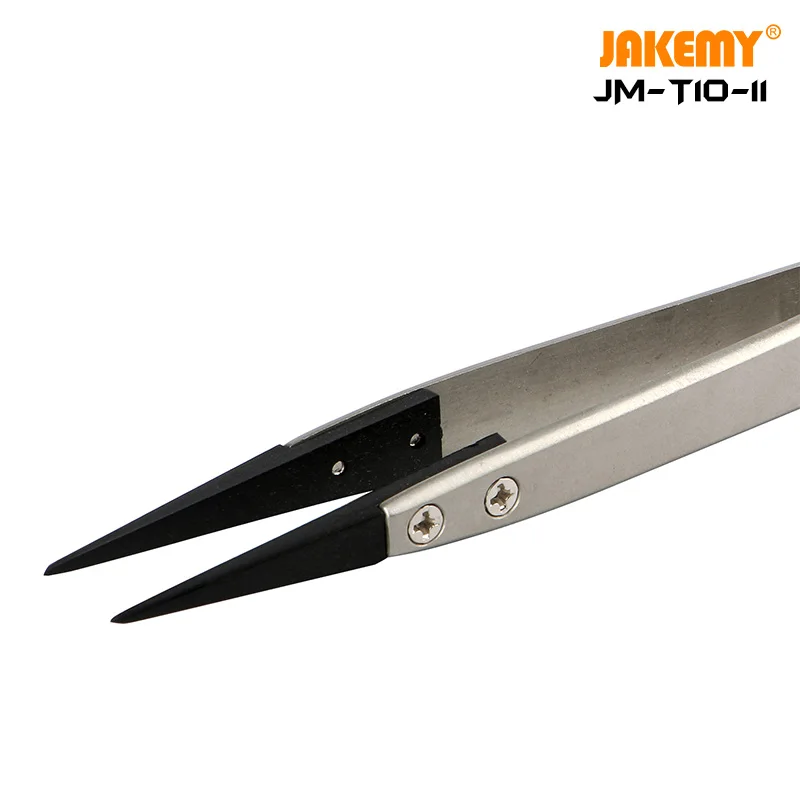 Jakemy JM-T10-11 de alta qualidade substituível anti-estática pinças de aço inoxidável para o telefone móvel ferramenta de reparo de desmontagem