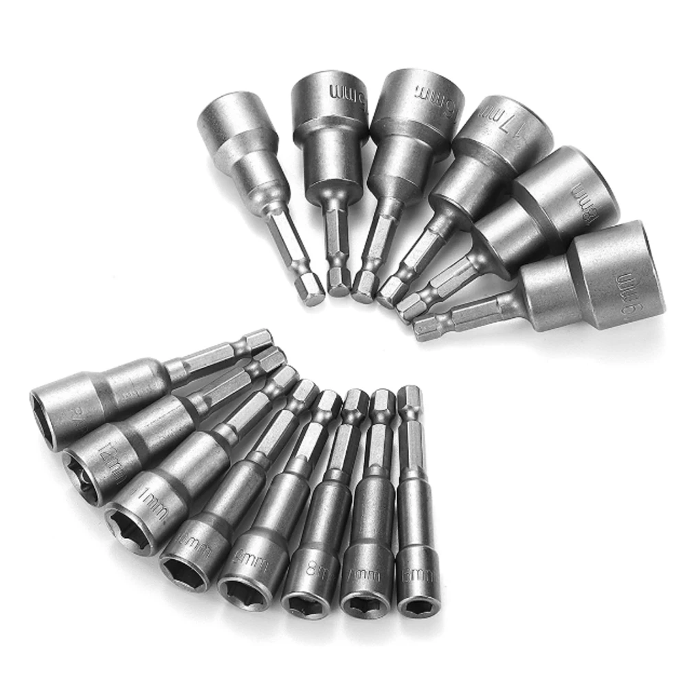 WENXING 9/14pcs 6-19 millimetri 1/4 Pollici Hex Gambo Presa Dado Magnetico Set di Driver Punta Del Trapano Adattatore