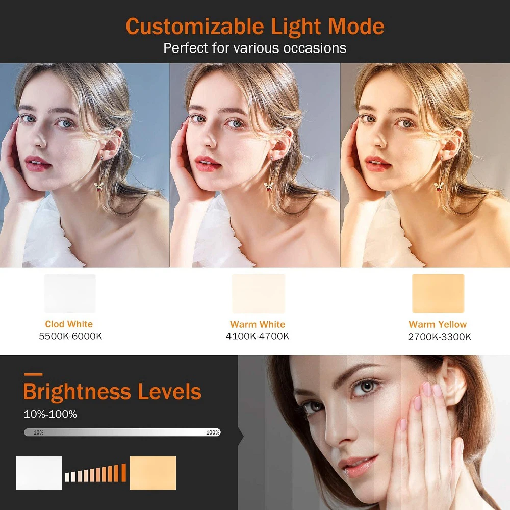 Dimmable LED Video Light Panel EU Plug 2700k-5700k Photography Lighting With Stand For Live Stream Photo Studio Fill Lamp Light