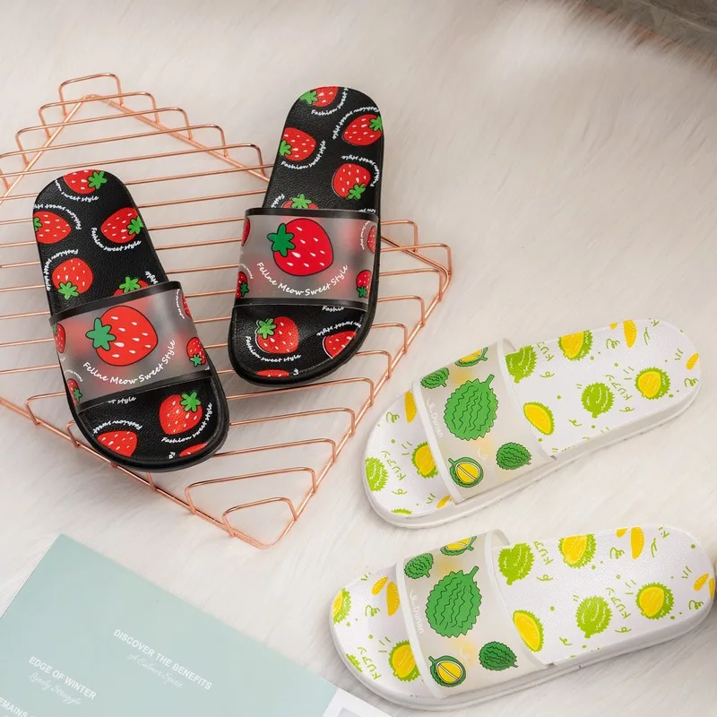 Summer Slippers Women Slides Women Shoes Cartoon Fruit Strawberry Pineapple Peach Girl Flip Flops Slide Sandals Beach Slides