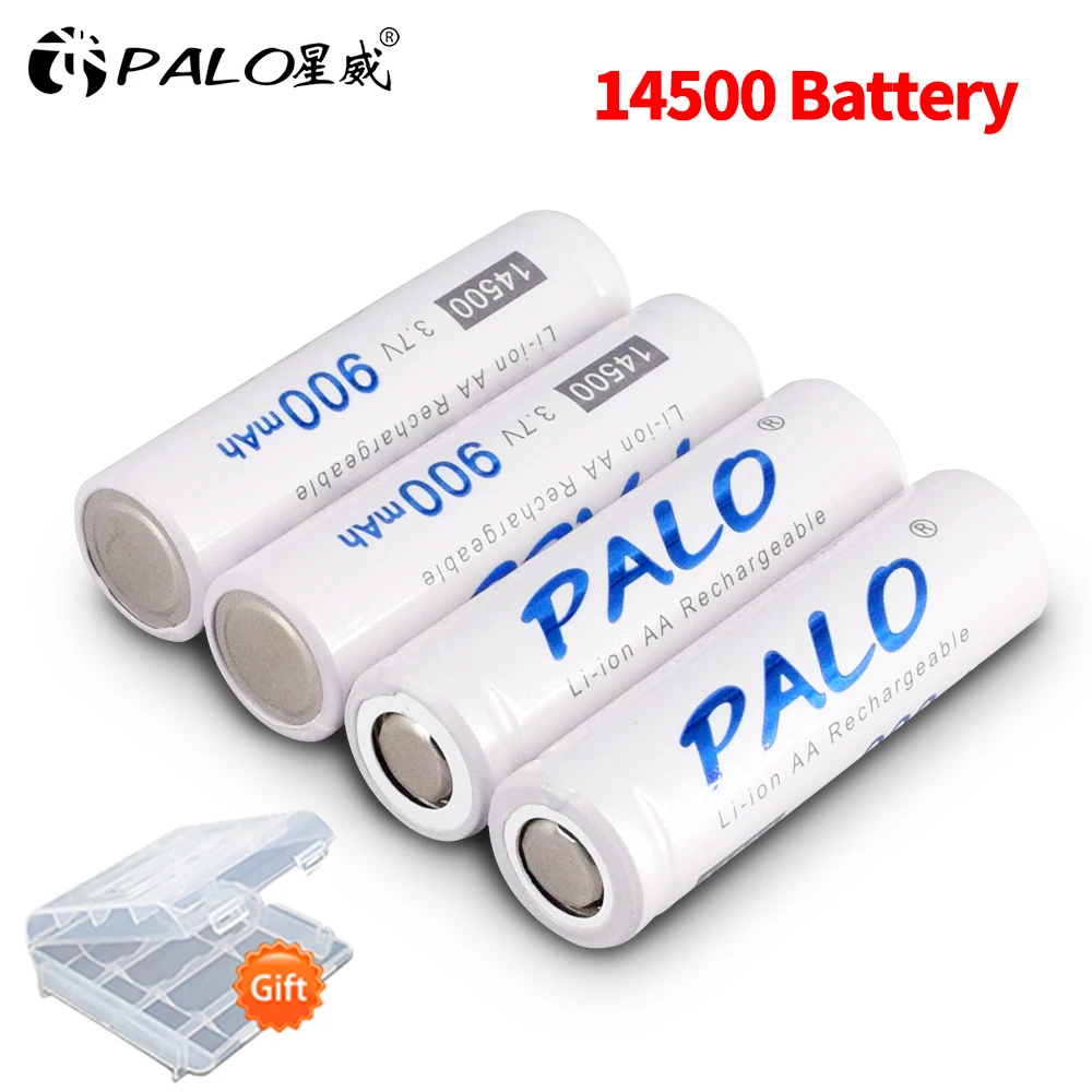 Bateria PALO 14500 AA 3.7V 900mAh 14500 akumulator litowo-jonowy do baterii LED bateria do latarki akumulator