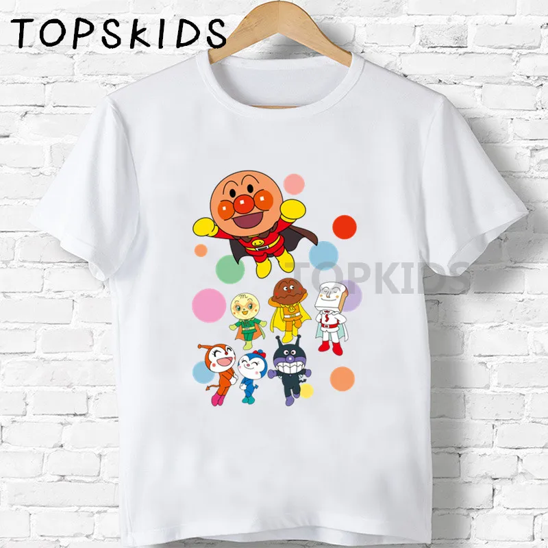 

2021 Japanese Cartoon Anpanman and Baikinman Print Kids T-shirts Boys Girls Funny Baby Tops Children Summer T shirt,HKP5254