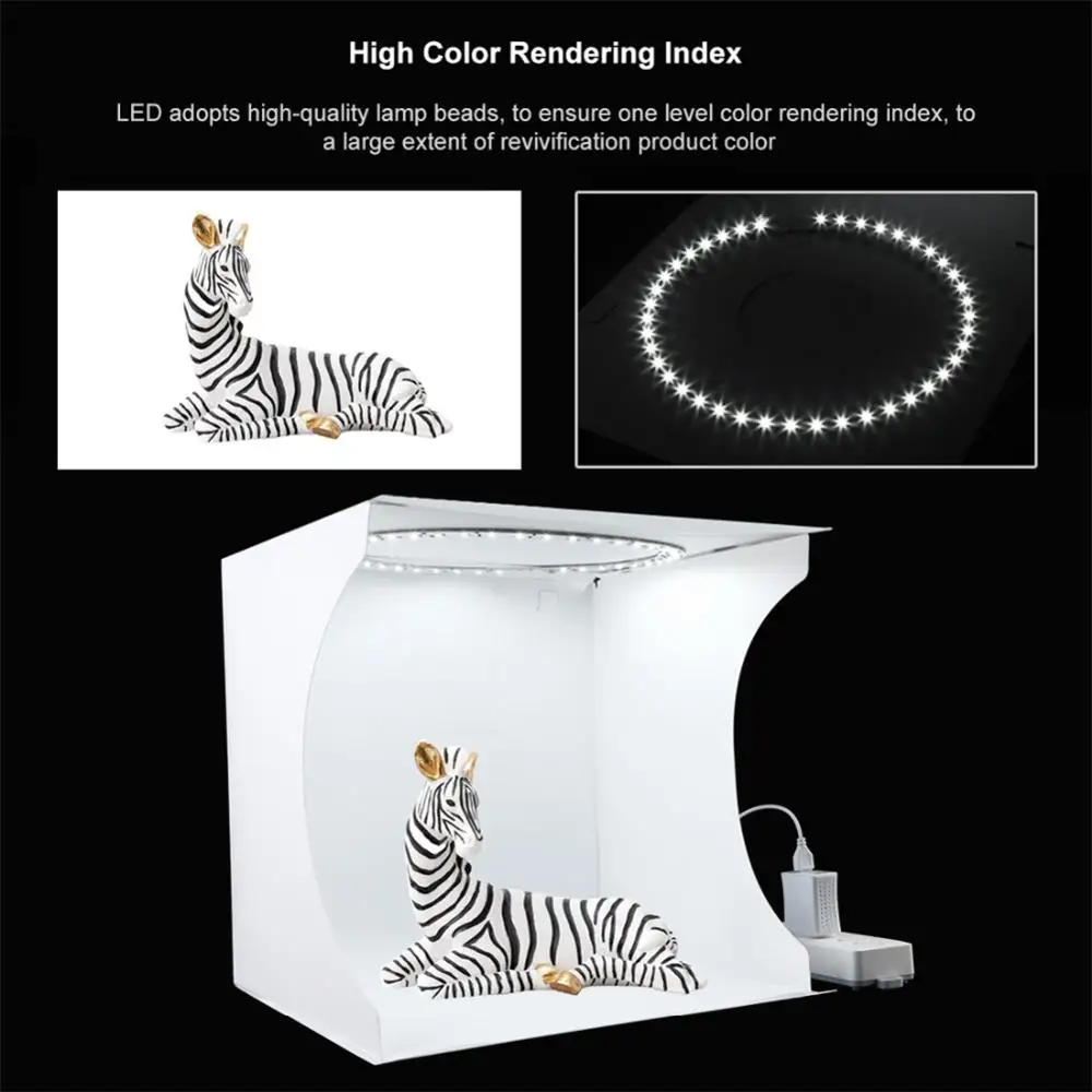 Folding Lightbox 40cm Portable Photography Photo Studio Tent LED Softbox Background Kit USB Mini Light Box For DSLR Camera