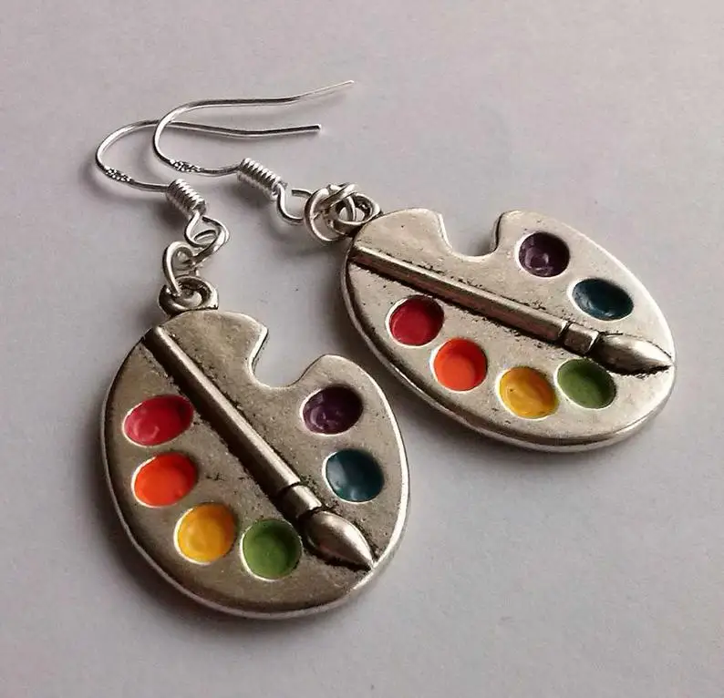 Palette Earrings Earrings Artist Earrings Wonderful  Bright Artist Palette Earrings