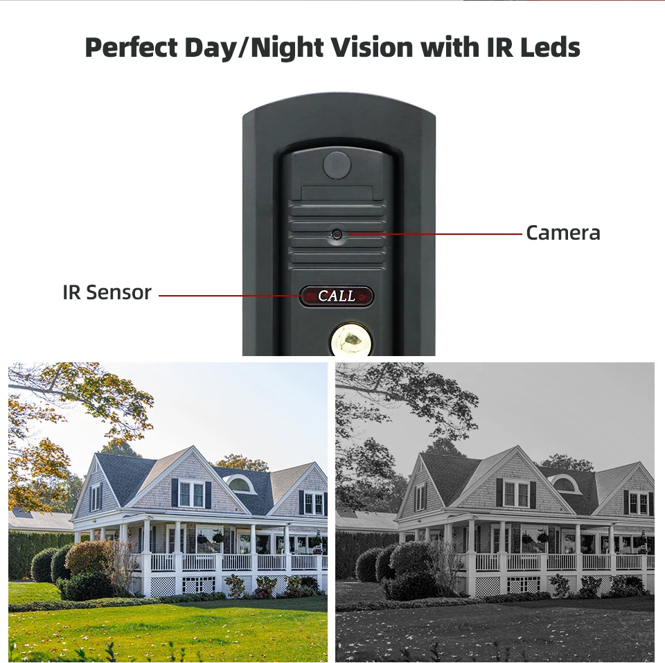 Jeatone Video Door Phone Intercom Wired 10 Inch Monitor Night Vision Doorbell Camera Support Motion Sensor Record Home Intercoms
