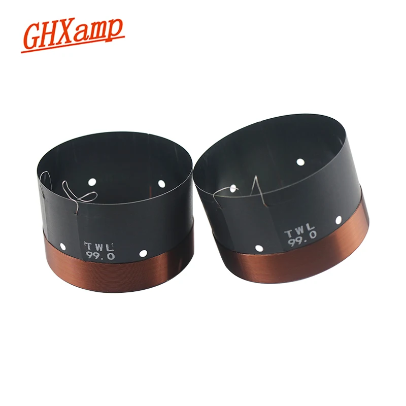 Ghxamp 2pcs 99mm woofer voice coil 6 ohm Black aluminum Round Copper wire High Power Bass voice coil For Stage Speakers
