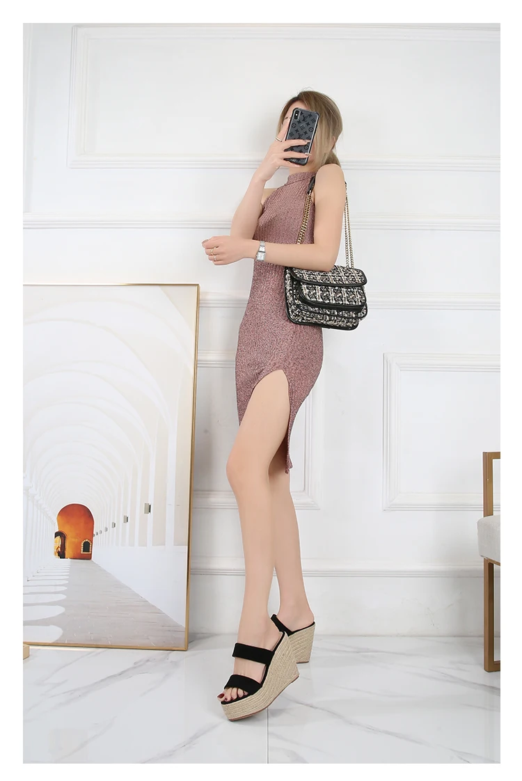 Summer 9cm 11cm High-Heeled Women Pumps Platform Hemp Shoes Buckle Casual Nude Stilettos Round Head Sandals Small Yards:30 31 32