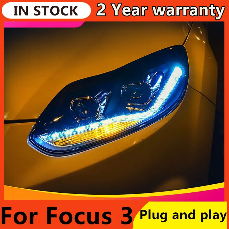 

Автомобильный Стайлинг для Ford Focus передняя фара 2012-2014 Focus LED DRL D2H Hid вариант передняя фара ангельский глаз Биксеноновые лучевые аксессуары