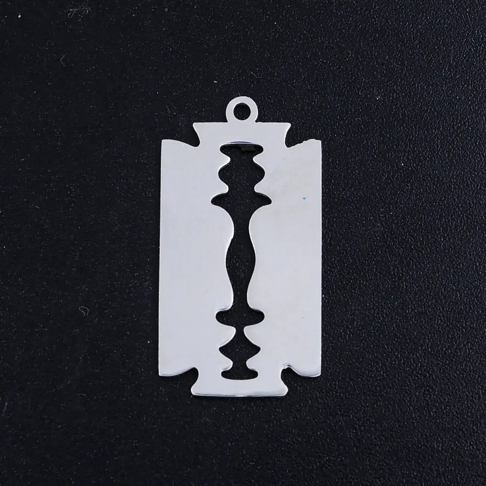 10pcs/lot Razor Blad Stainless Steel Jewelry Men's Pendant DIY Charms Wholesale Never Rust Jewellery Supplies Factory Store