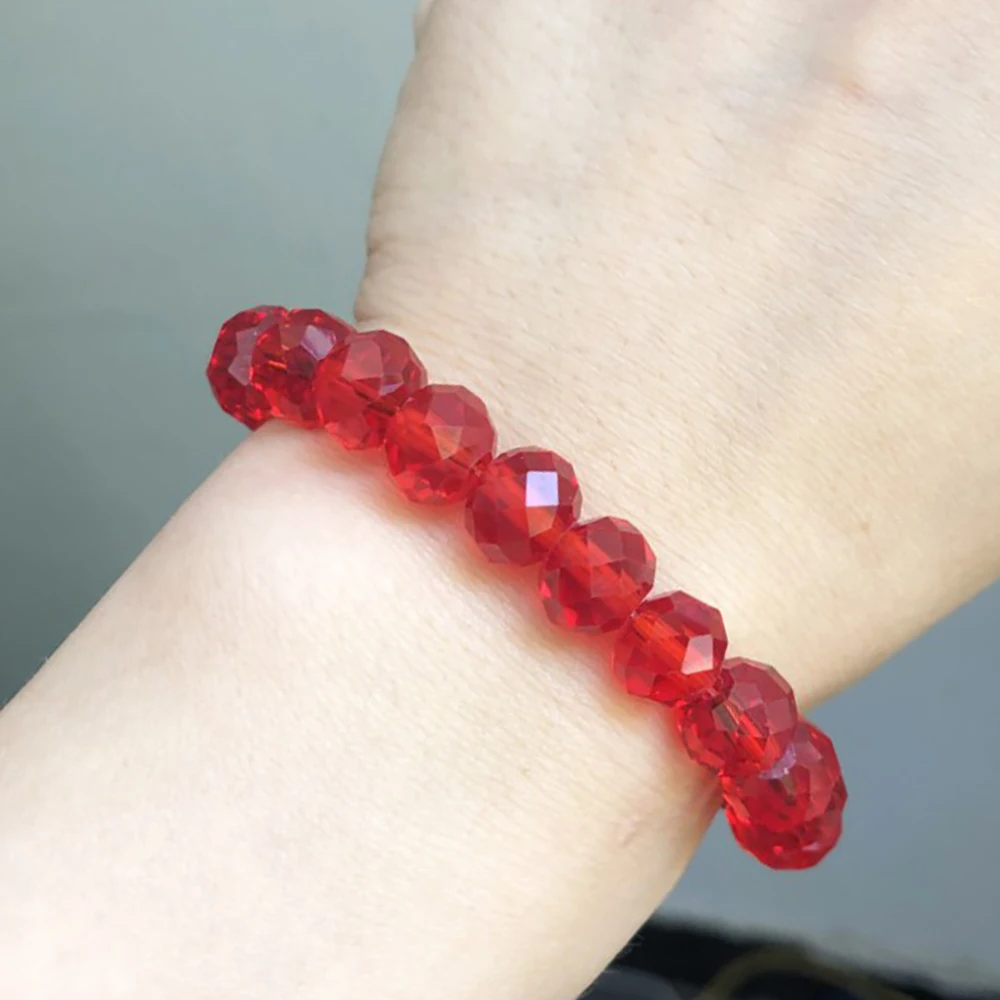 Faceted Red Natural Crystal Glass Beads Loose Round Rondelle Beads For Jewelry Making DIY Bracelet Necklace 4/6/8/10/12mm 15Inch