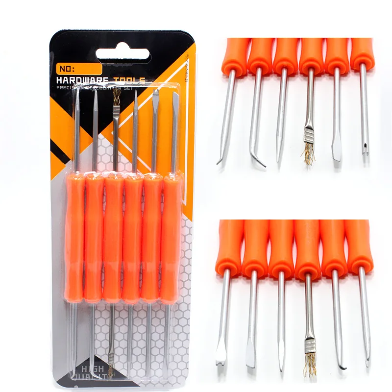 6pcs Desoldering Aid Tool Soldering Hand Assist Tools Set Kit Press Hook Brush Warp Cut Pull Scratch PCB Welding Auxiliary Tool