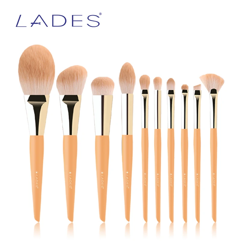 LADES 10PCS Makeup Brushes Set Foundation Powder Eyeshadow Fan Highlighter Make Up Brush Kits Women Beauty Tools