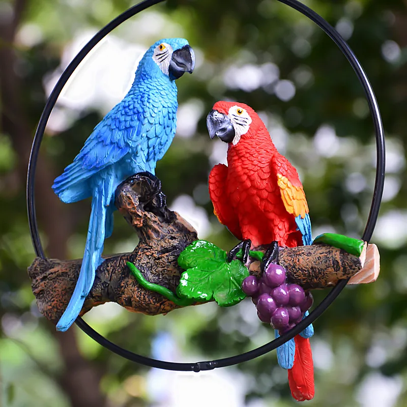 Novel and Funny Toy Simulated Parrot Ornament Bird Pendant Resin Craft Home Decoration Tree Garden Baby Gift Animal Model