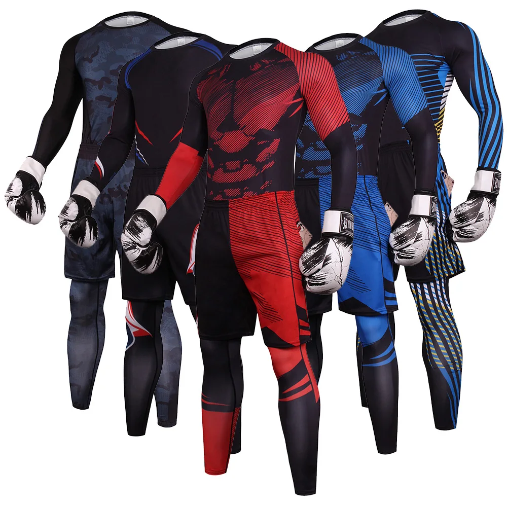 Gym Clothing Men Compression Shirt Pants Shorts Sport Suit Quick Dry Fit Basketball Jersey Workout Fitness Running Set Tracksuit image 6