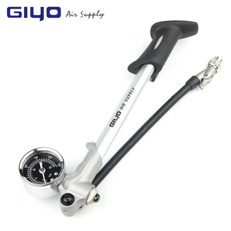 GIYO GS-02D High-pressure Air Shock Pump For Fork Rear Suspension Cycling Mini Hose Air Inflator Schrader Bicycle Fork  179mm