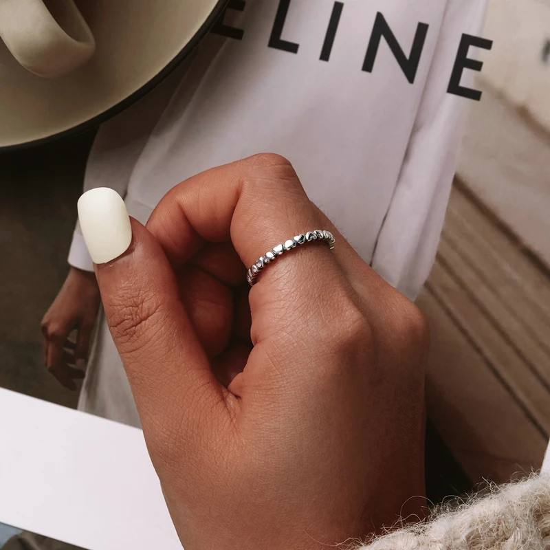 WOSTU 100% 本物の 925 スターリングシルバー 6 スタイルスタッカブルパーティー星リング女性のためのオリジナルシルバーブランド宝石類のギフト 7151