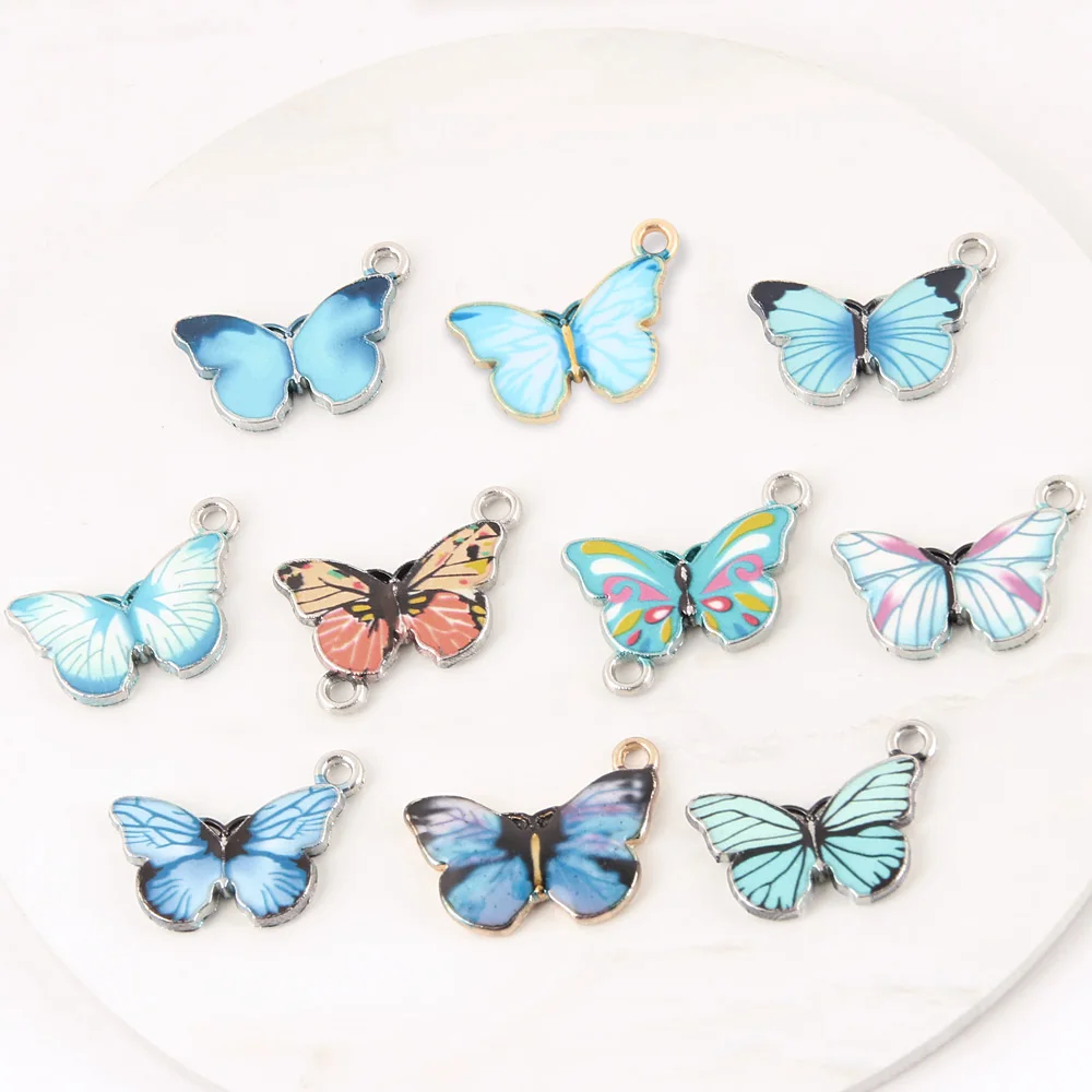 10pcs Butterfly Art Metal Charms Colorful Enamel Animal Pendants Connector Popular DIY Handmade For Garden Jewelry Accessories