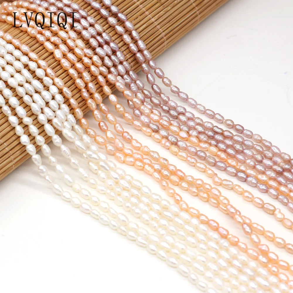 Real Natural Freshwater Pearl Rice Beads Loose Spacer Pearls Beads For Jewelry Making DIY Necklace Bracelet Accessories 3-4mm