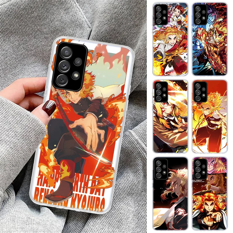 Demon Slayer Rengoku Kyoujurou Phone Case for Samsung Galaxy A54 A53 A52 A14 A13 A12 A24 A23 A22 A34 A33 A32 A04S A03S A02S A42