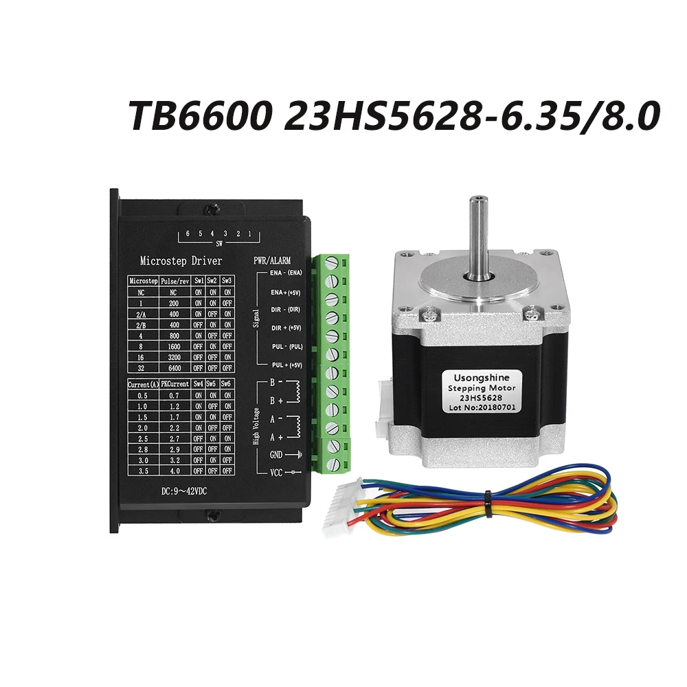 

Nema23 TB6600 23HS5628 Stepper Motor Kit 57 Motor 2.8A with TB6600 Driver NEMA17 for CNC Laser Engraving Machine 3D Printer Part