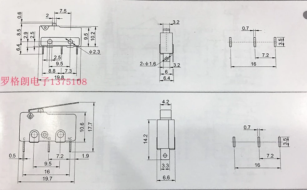 Original New 100% micro switch MQS-1 MQS-1D inching switch touch switch 5A 30VDC