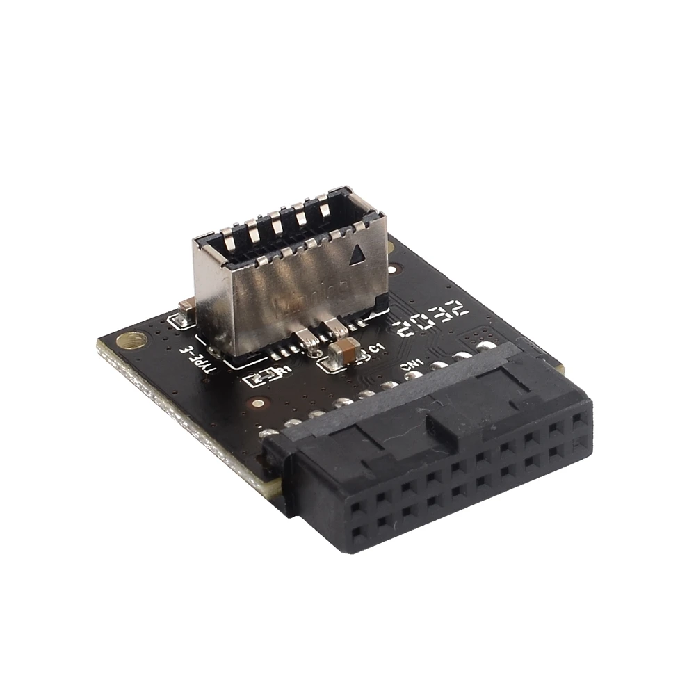 USB 3.0 내부 헤더 어댑터 20핀-19핀 변환기 USB 3.1/3.2 유형 C PC 마더보드 커넥터용 전면 유형 E 라이저 카드