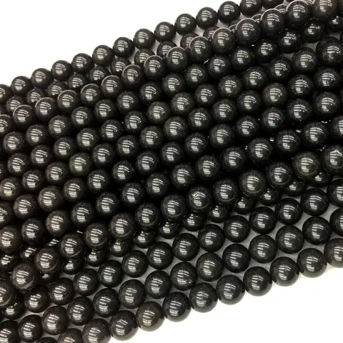 Veemake Black Jade Necklace Bracelets Earrings Ring Round Beads For Jewelry Making Natural Charm Gemstone Semi-Precious 06131