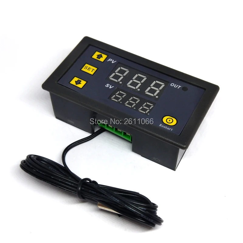 W3230 12V 24V AC110-220V Probe line 20A Digital Temperature Control LED Display Thermostat With Heat/Cooling Control Instrument