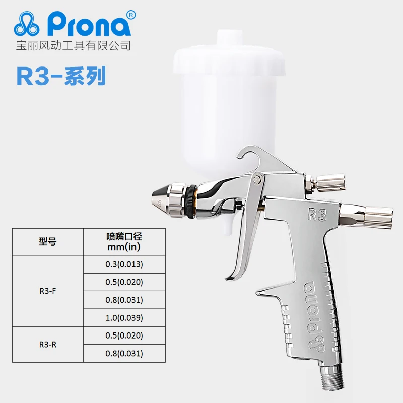 Taiwan Prona Hardware Gereedschap Kleine Gebied Reparatie Type Spuitpistool Serie R3 Auto Oppervlak Art Tattoo0.3/0.5/0.8/1.0 Nozzle