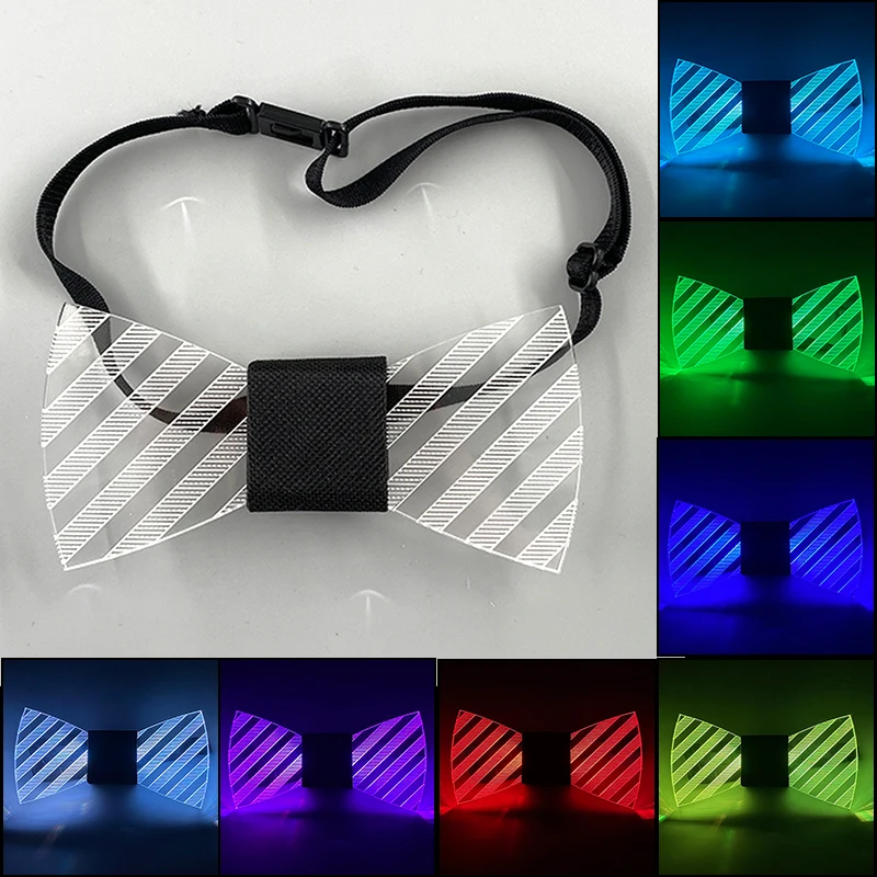 Glowing LED Luminous Bow Tie for Men, Flashing Necktie, Christmas, Halloween, Birthday Party Supplies, Props, New Style, 2023