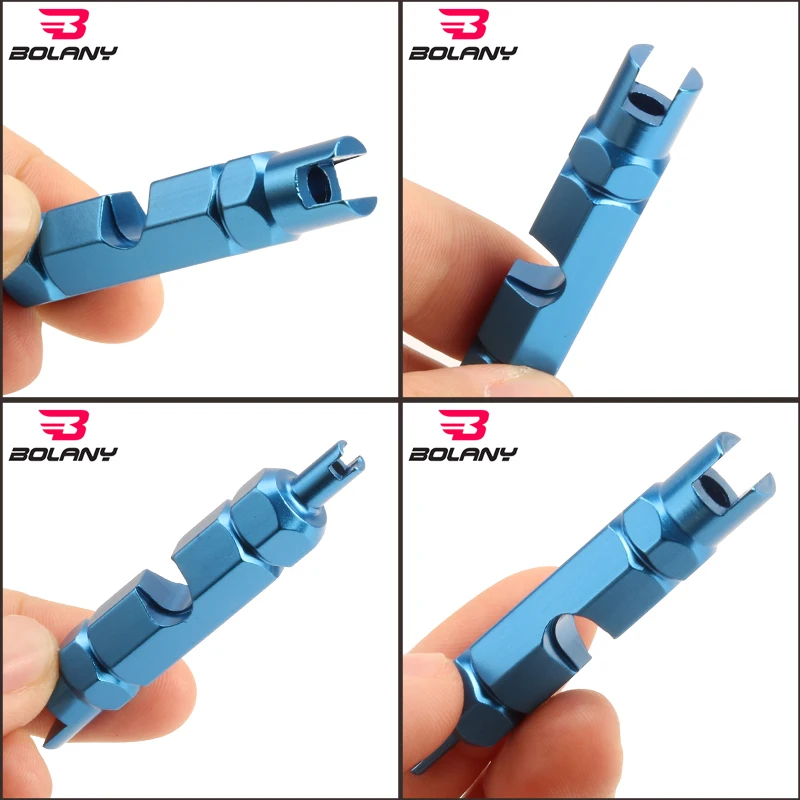 BOLANY Bicycle Tire Nozzle Wrench Multifunctional Valve Core Tool Double-head Portable Removal Disassembly Spanner Bike Repair