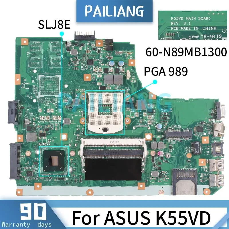 

For ASUS K55VD PGA 989 Mainboard REV.3.1 60-N89MB1300 DDR3 Laptop motherboard tested OK