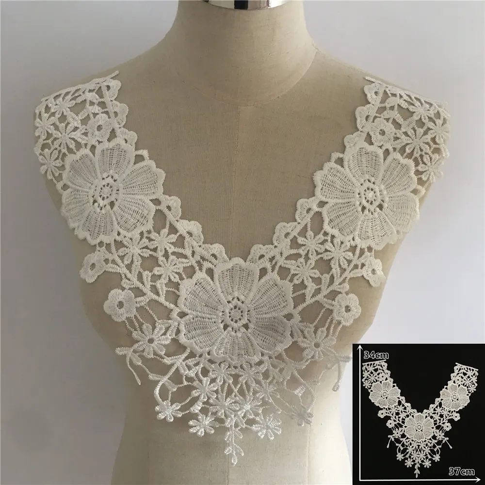 Black and white lace fake collar chest applique fabric sewing women\'s DIY craft supplies material accessories 1 piece for sale