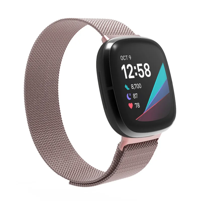 strap For Fitbit Versa 3 Stainless Steel Metal Fitbit Versa Bands Milanese Loop For Fitbit Sense /Fitbi Versa3