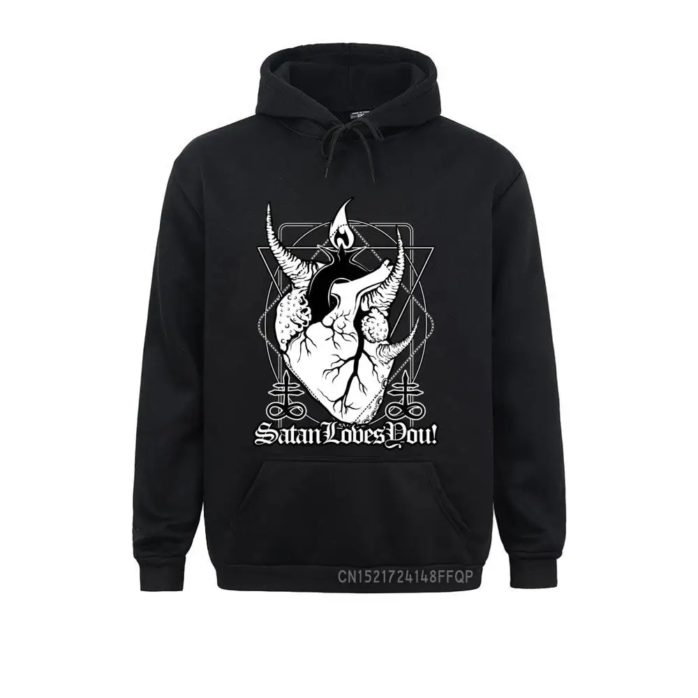 Men Baphoheart Satan Loves You Pullover Satanic Dark Devil Hell Demon Skull Hoodies Funny Designer Coats New Arrival Sweatshirt