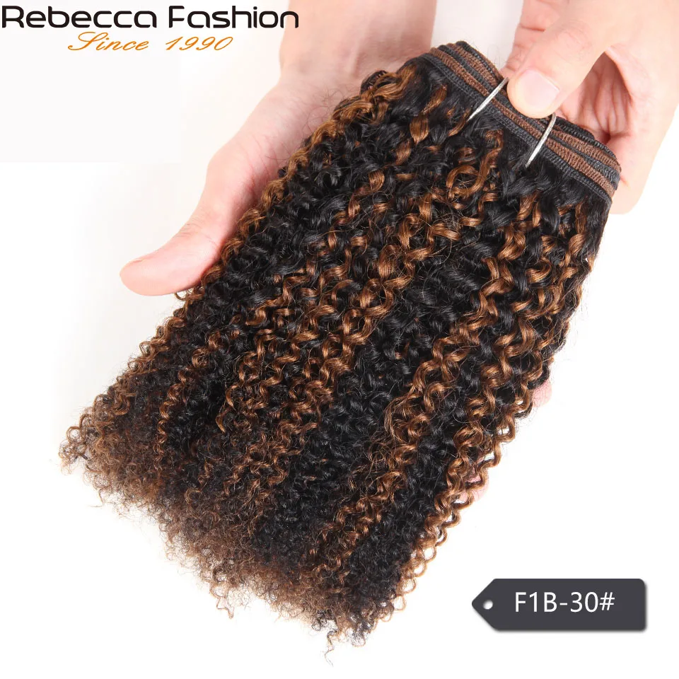 Rebecca Remy-mechones de cabello humano ondulado Afro brasileño, extensiones de cabello precoloreadas, Rubio mezclado, 100g