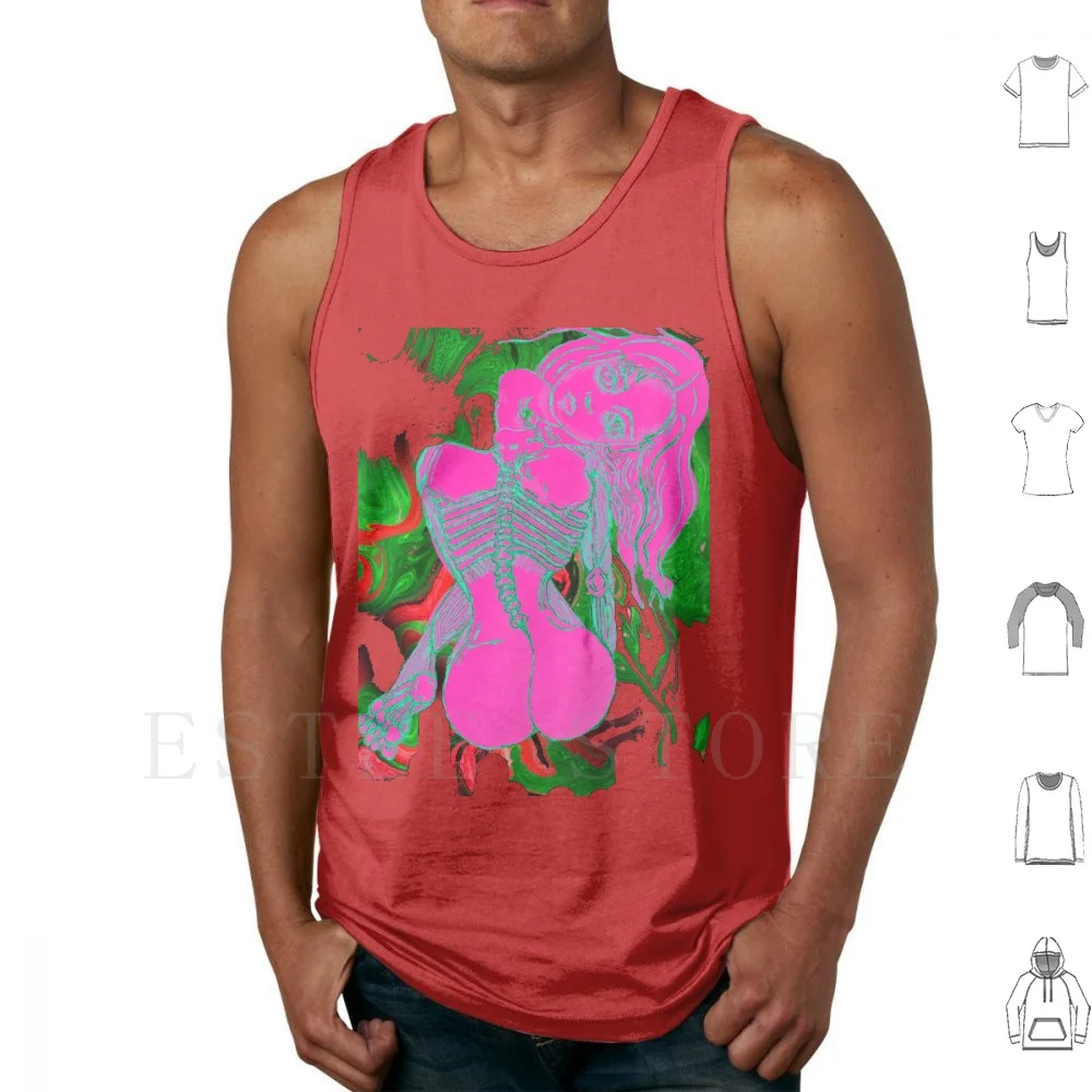 

Pink Girl Tank Tops Vest Sleeveless Neon Anima Japan Girls Horror Ito Surreal