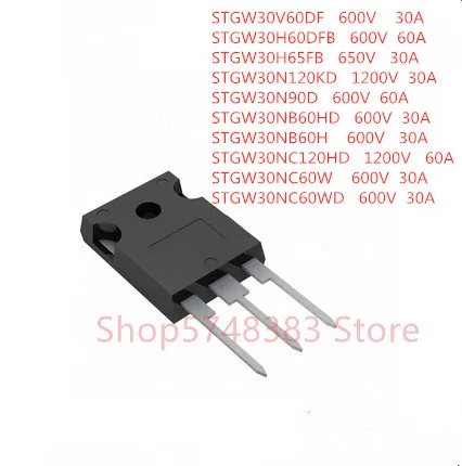 STGW30V60DF STGW30H60DFB STGW30H65FB STGW30N120KD STGW30N90D STGW30NB60HD STGW30NB60H STGW30NC120HD STGW30NC60W STGW30NC60WD