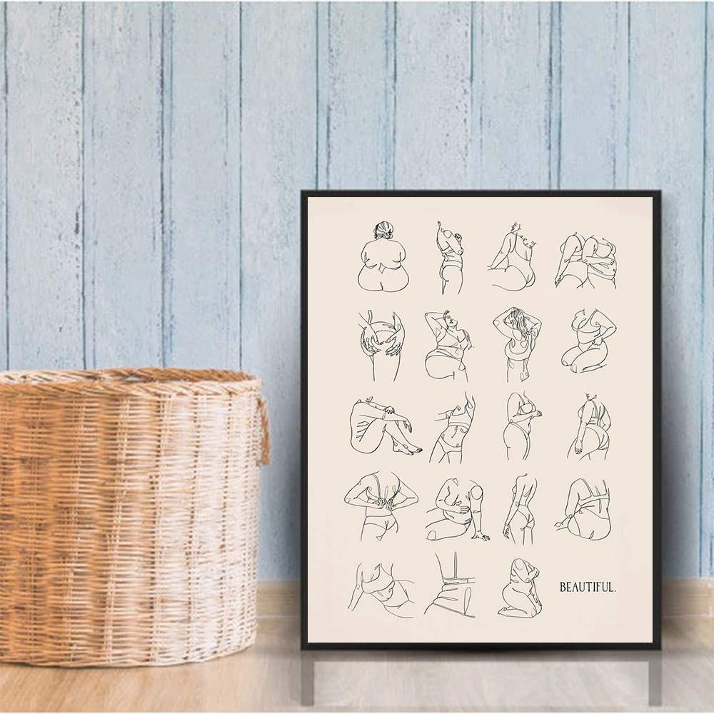 

Beautiful Body Positive Art Prints Women Nude Drawing Posters Feminist Empowerment Wall Pictures Canvas Painting Bathroom Decor