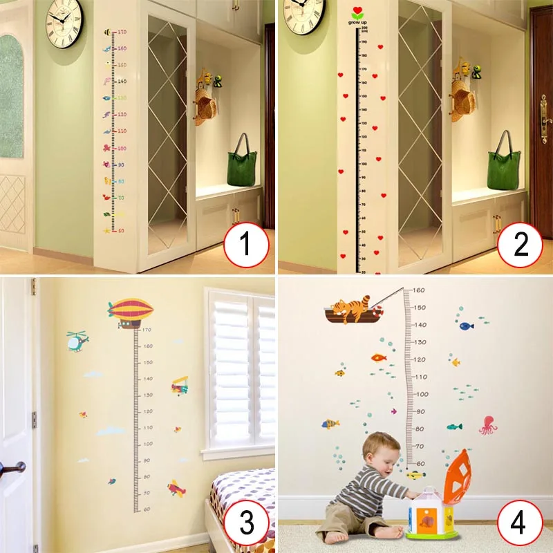 Height Measure Wall Sticker Cartoon Home Decoration Growth Chart Decals for Kids Room Nursery PRE Decorative Growth Charts