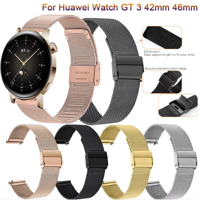 Stainless Steel Metal Strap For Huawei Watch GT3 42mm 46mm Watch Band Strap For Huawei Watch 3 GT2 GT3 Pro Metal Bracelet Correa